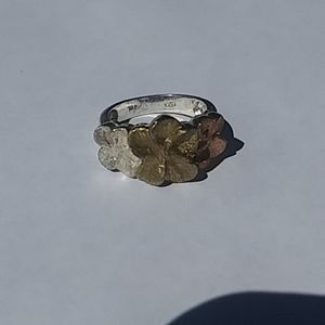 Tri colored flower ring Sterling Silver 925